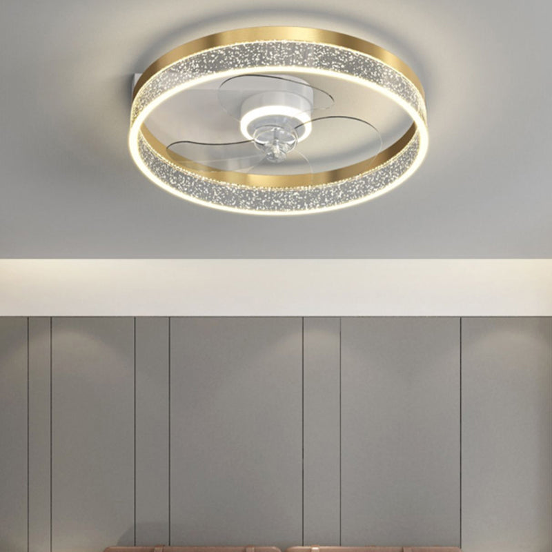 Simplicity LED Ceiling Fan Lamp Bedroom Semi Flush Mount Light Fixture