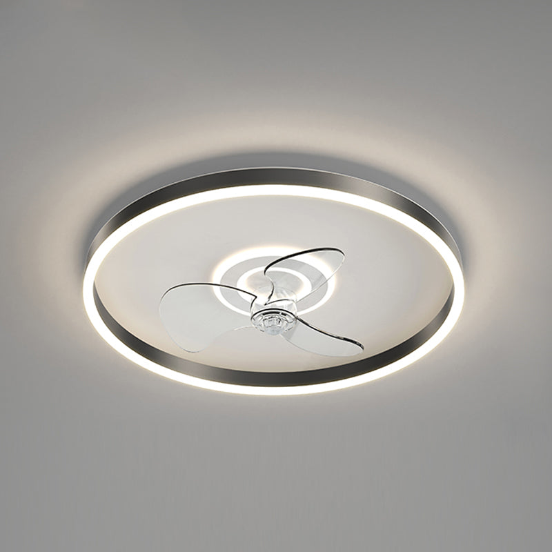 Simplicidad lámpara de ventilador de techo led dormitorio semi flanphushing luminio