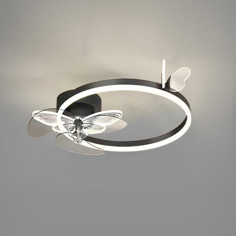 Simplicity LED Ceiling Fan Lamp Bedroom Semi Flush Mount Light Fixture