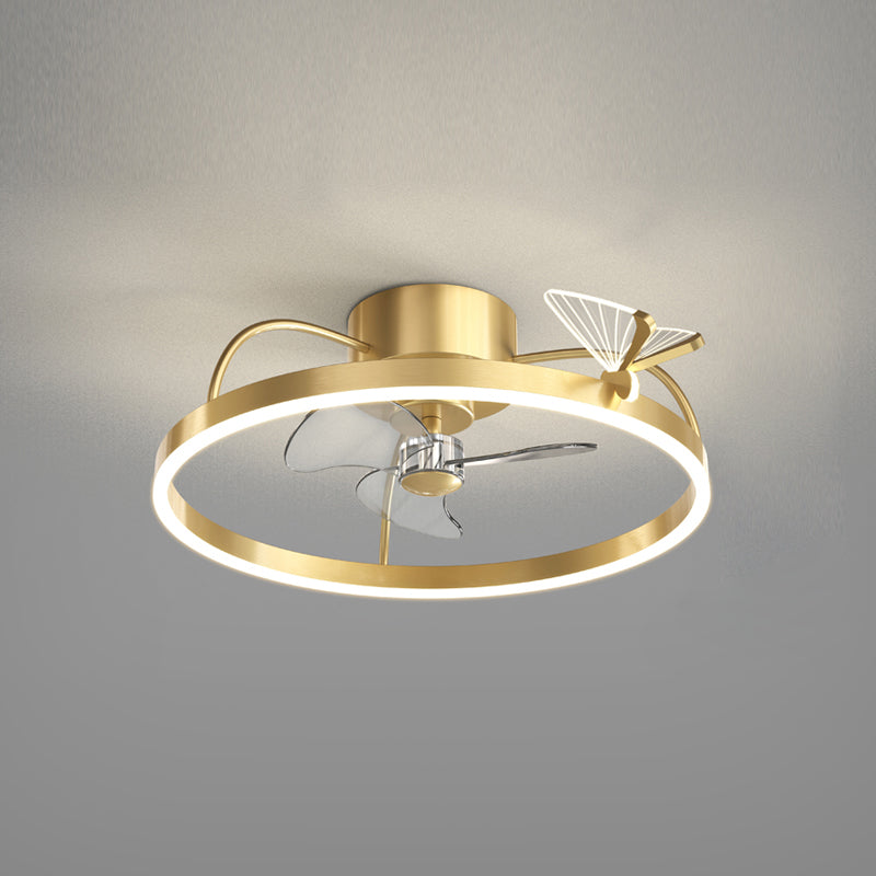 Simplicity LED Ceiling Fan Lamp Bedroom Semi Flush Mount Light Fixture