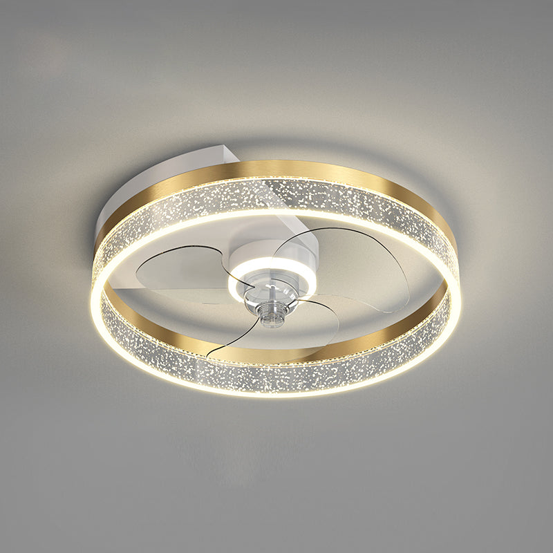 Simplicity LED Ceiling Fan Lamp Bedroom Semi Flush Mount Light Fixture