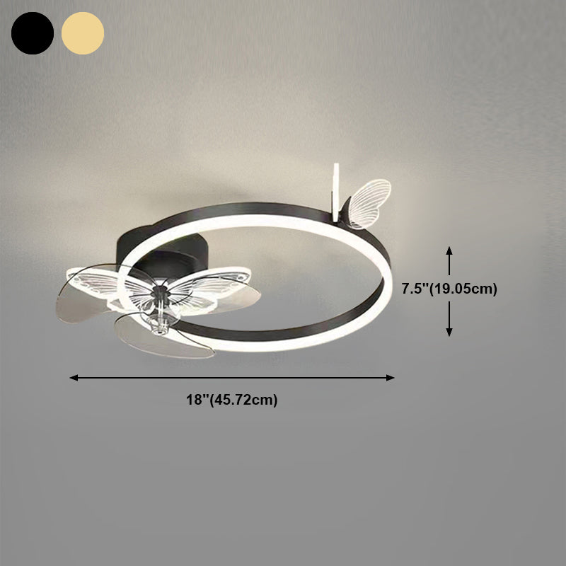 Simplicity LED Ceiling Fan Lamp Bedroom Semi Flush Mount Light Fixture