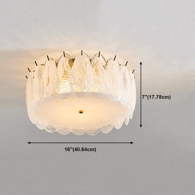 Round Close to Ceiling Lamp Modern-Style Glass Gold Ceiling Mounted Fixture