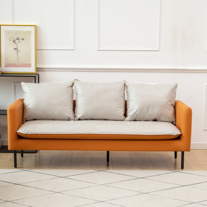 Canapé de bras carré en cuir moderne avec dos lâche pour le salon