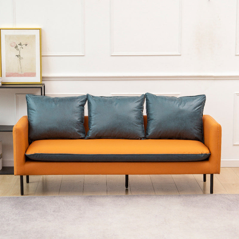 Canapé de bras carré en cuir moderne avec dos lâche pour le salon