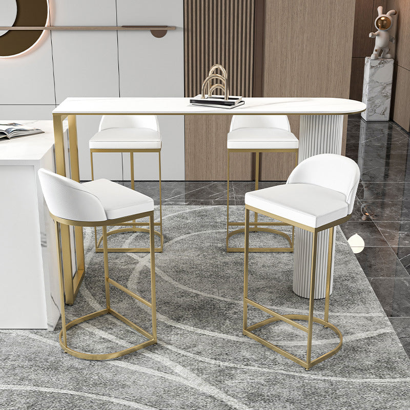 Nordic Rectangle Bar Counter Table Sintered Stone Dining Table for Kitchen with Metal Legs