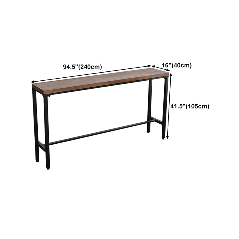 Industrial Rectangle Bar Counter Table Wooden Dining Table with Metal Legs