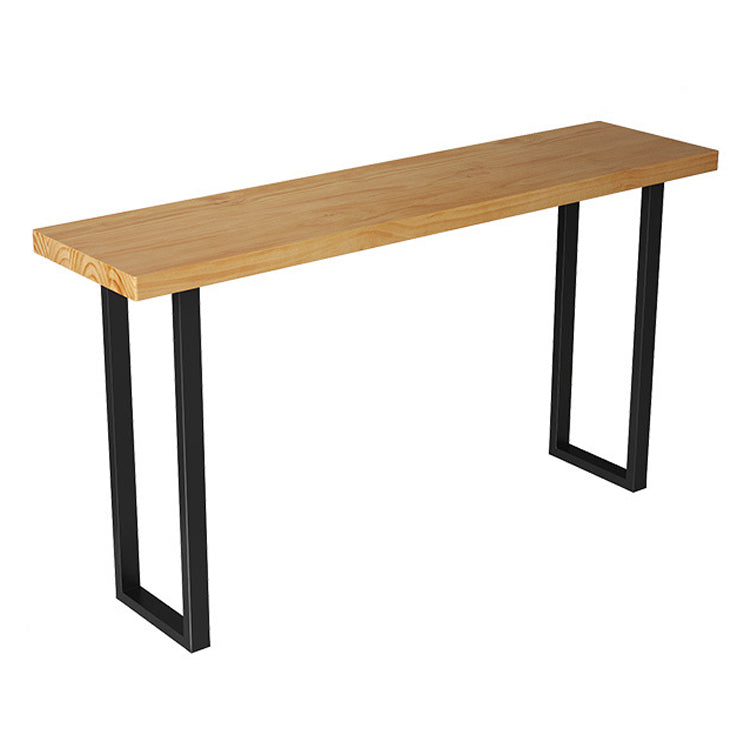 Solid Wood Bar Table Industrial Bar Dining Table with Black Sled Base