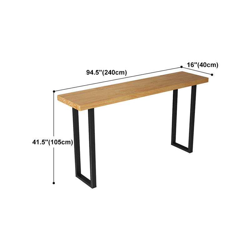 Solid Wood Bar Table Industrial Bar Dining Table with Black Sled Base