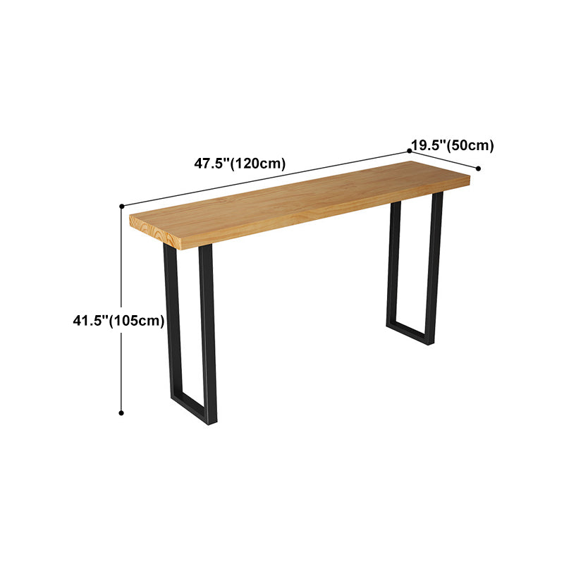 Solid Wood Bar Table Industrial Bar Dining Table with Black Sled Base