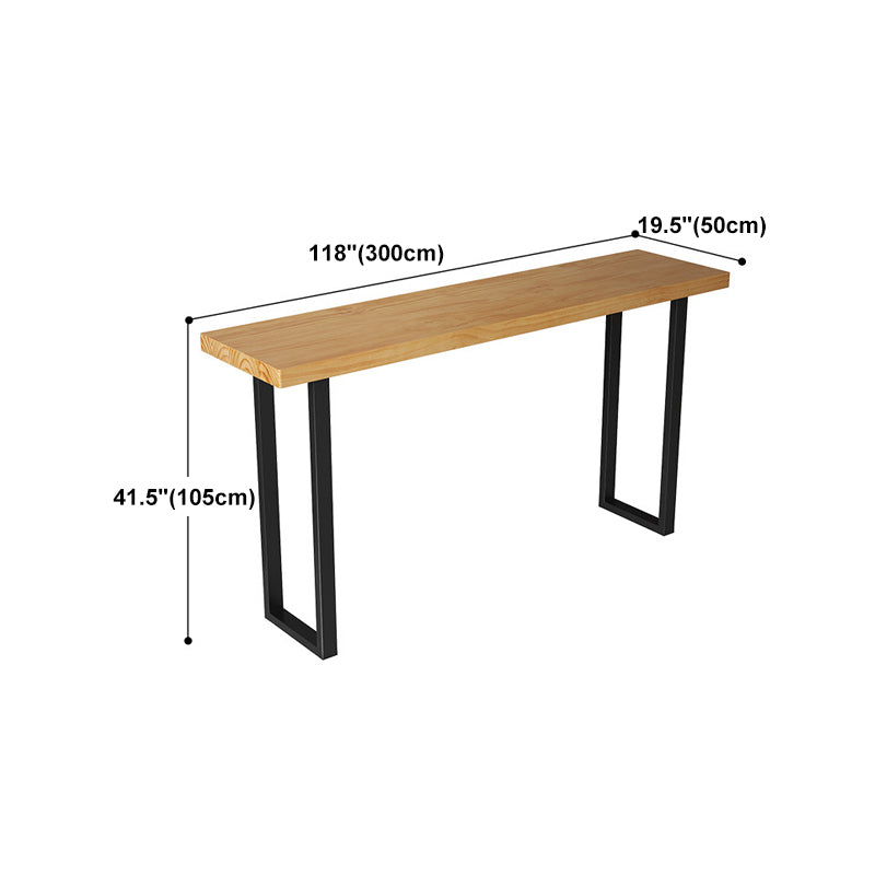 Solid Wood Bar Table Industrial Bar Dining Table with Black Sled Base