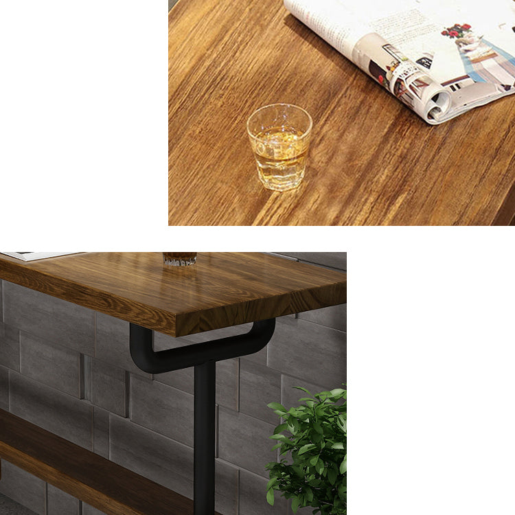 Rectangle Bar Dining Table Contemporary Wood Bar Table with Trestle Base