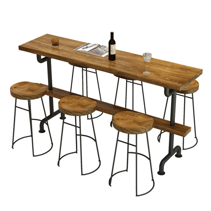 Rectangle Bar Dining Table Contemporary Wood Bar Table with Trestle Base