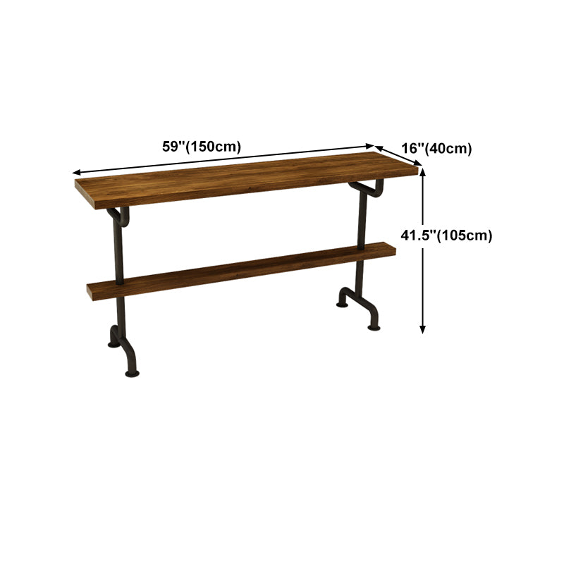 Rectangle Bar Dining Table Contemporary Wood Bar Table with Trestle Base