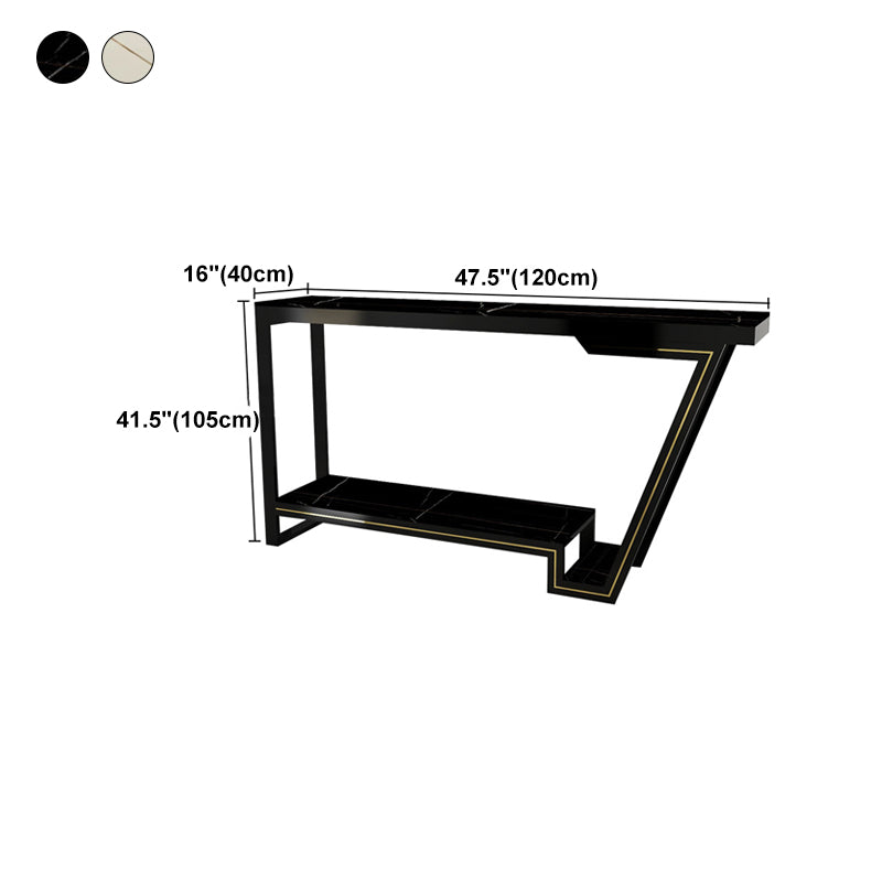 Rectangle Stone Top Bar Dining Table Traditional Luxury Bar Table with Trestle Base