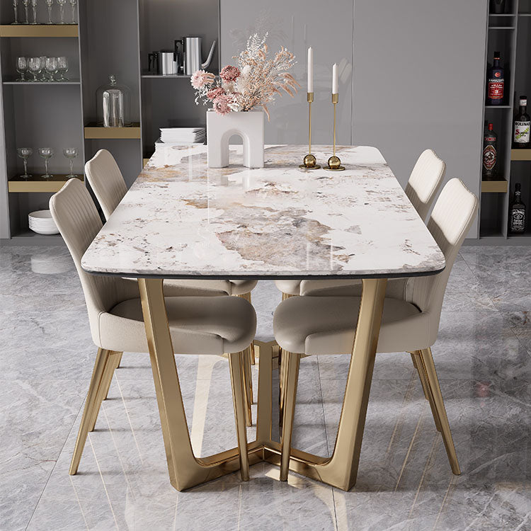 Glam 1/4/5/7 Pieces Dinette Set with White Sintered Stone Top Scalable Dining Table Set