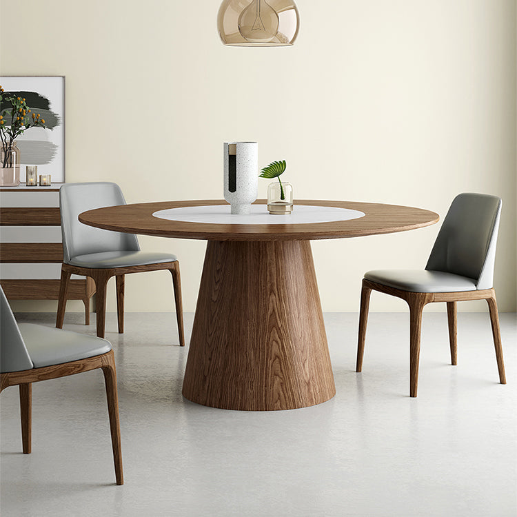 Modern 1/4/7 Pieces Round Dinette Set Ash Wood Dining Table Set with Stone Turntable