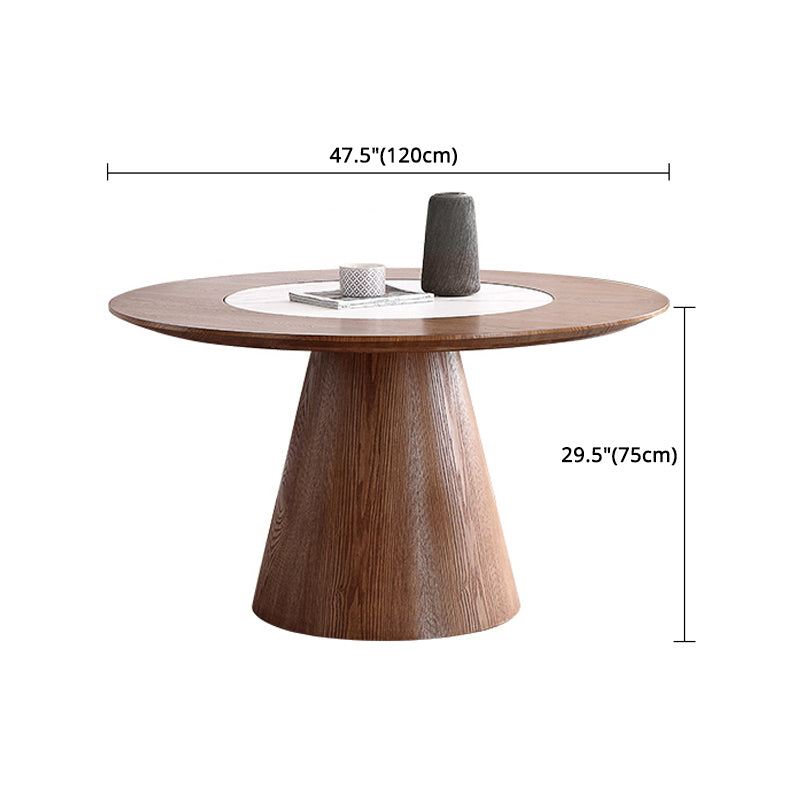 Modern 1/4/7 Pieces Round Dinette Set Ash Wood Dining Table Set with Stone Turntable