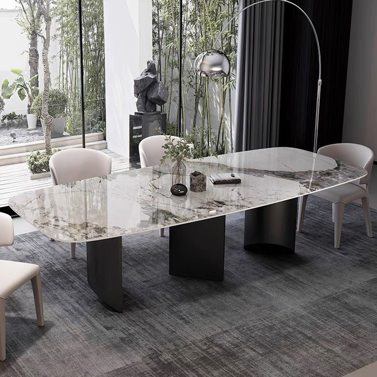 Designer Style 1/3/4/5/6 Pieces Dining Set Sintered Stone Dining Table with Leather Chairs