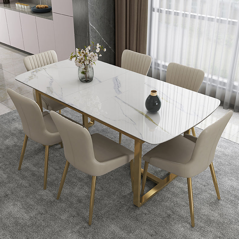 Glam 1/4/5/7 Pieces Scalable Dinette Set with White Sintered Stone Top Dining Table Set