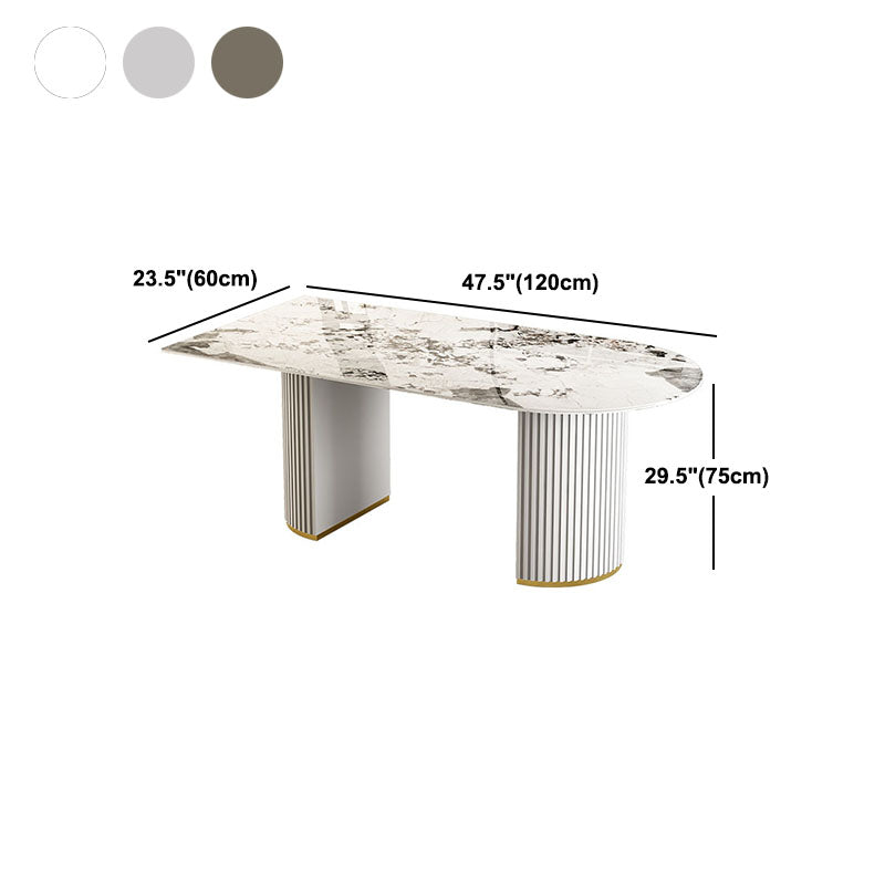 Irregular Shape Dining Table for Restaurant Sintered Stone Table with Double Pedestal