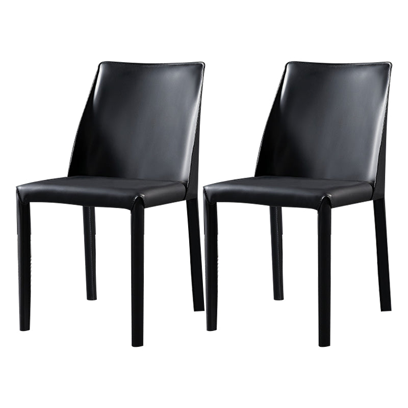 Contemporary Leather Indoor-Outdoor Side Chair Parsons Armless Dining Chair