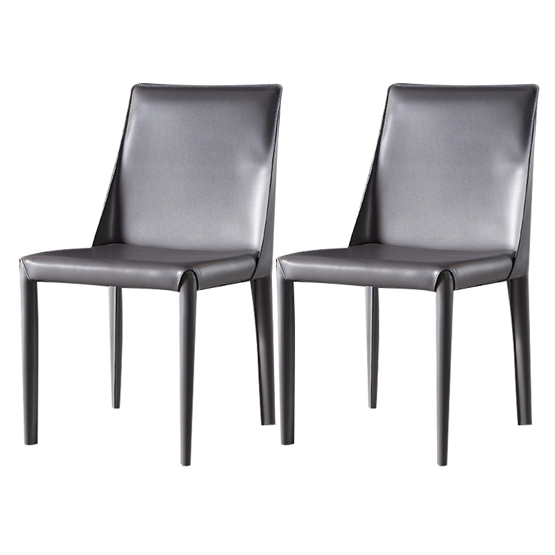 Contemporary Leather Indoor-Outdoor Side Chair Parsons Armless Dining Chair