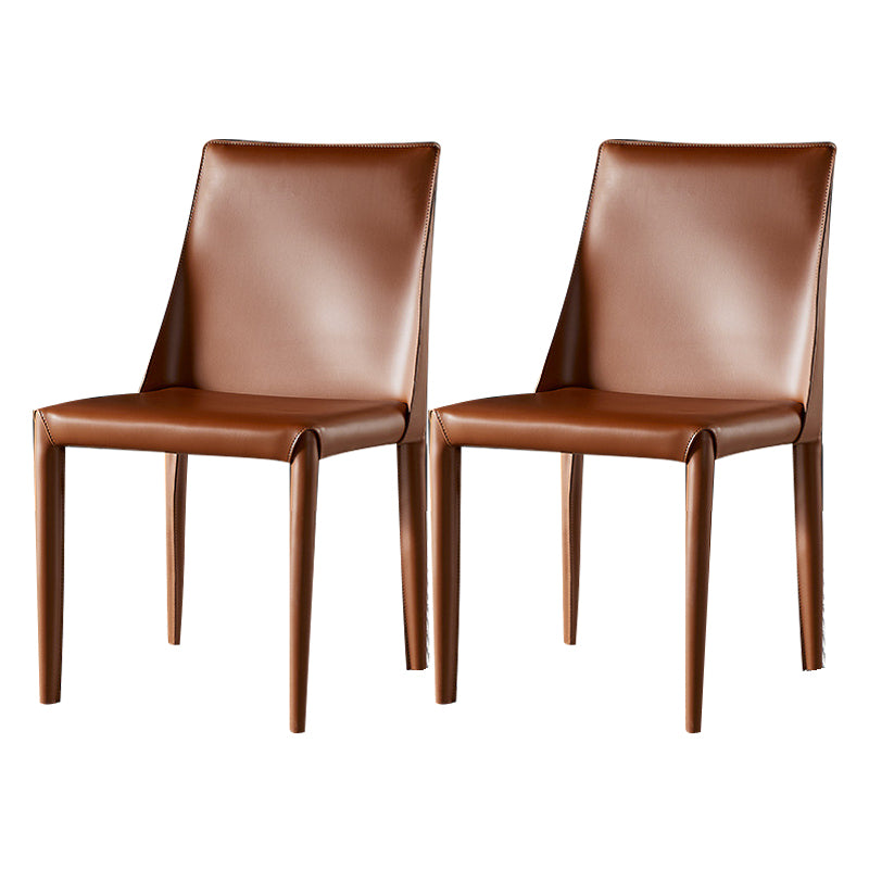 Contemporary Leather Indoor-Outdoor Side Chair Parsons Armless Dining Chair