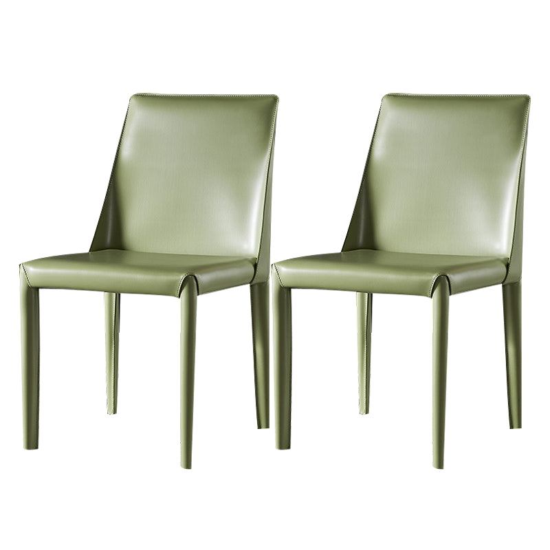 Contemporary Leather Indoor-Outdoor Side Chair Parsons Armless Dining Chair