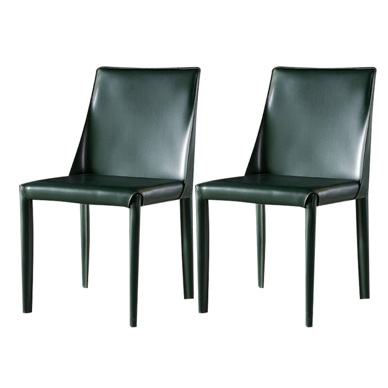 Contemporary Leather Indoor-Outdoor Side Chair Parsons Armless Dining Chair