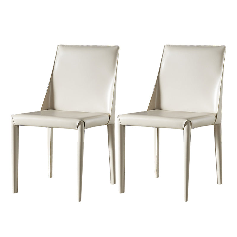 Contemporary Leather Indoor-Outdoor Side Chair Parsons Armless Dining Chair