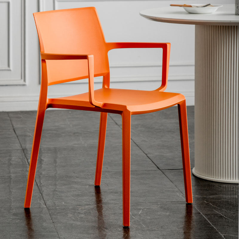 Scandinavian Plastic Dining Arm Side Chairs Solid Back Chair