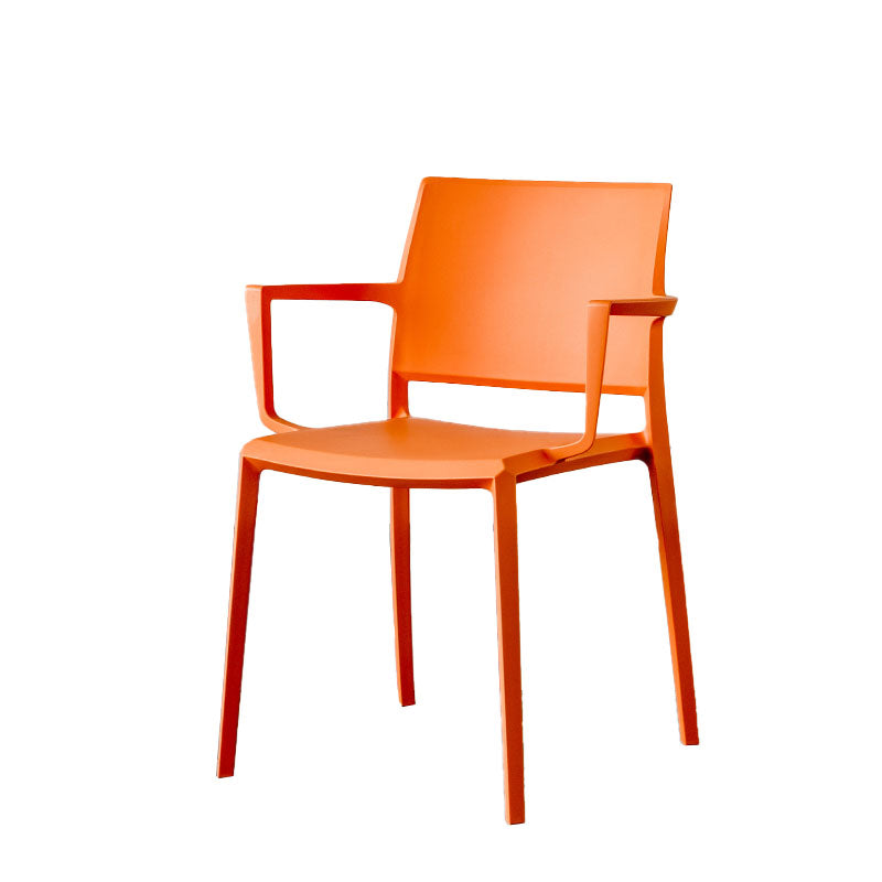 Scandinavian Plastic Dining Arm Side Chairs Solid Back Chair