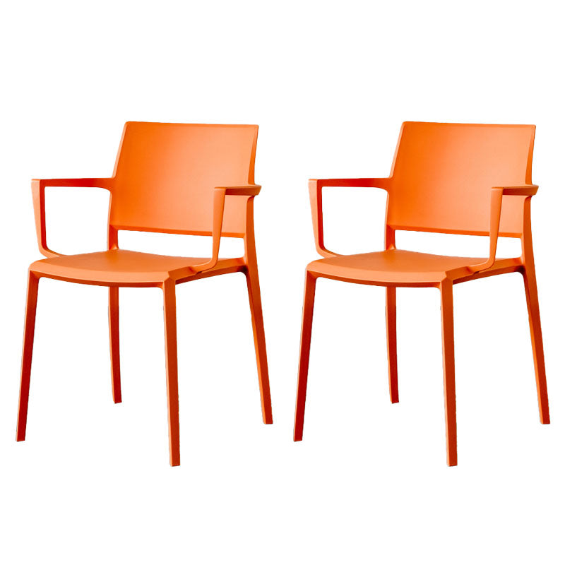 Scandinavian Plastic Dining Arm Side Chairs Solid Back Chair