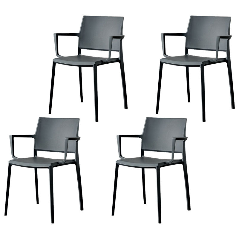 Scandinavian Plastic Dining Arm Side Chairs Solid Back Chair