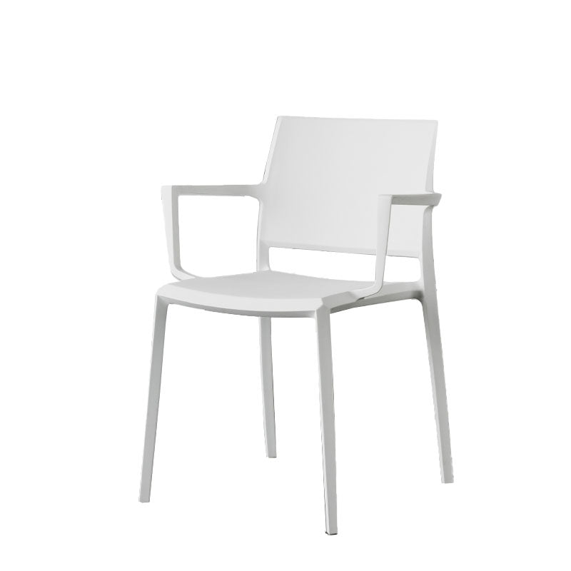 Scandinavian Plastic Dining Arm Side Chairs Solid Back Chair