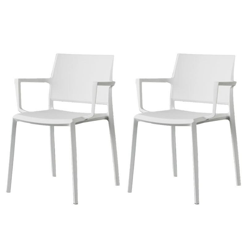 Scandinavian Plastic Dining Arm Side Chairs Solid Back Chair