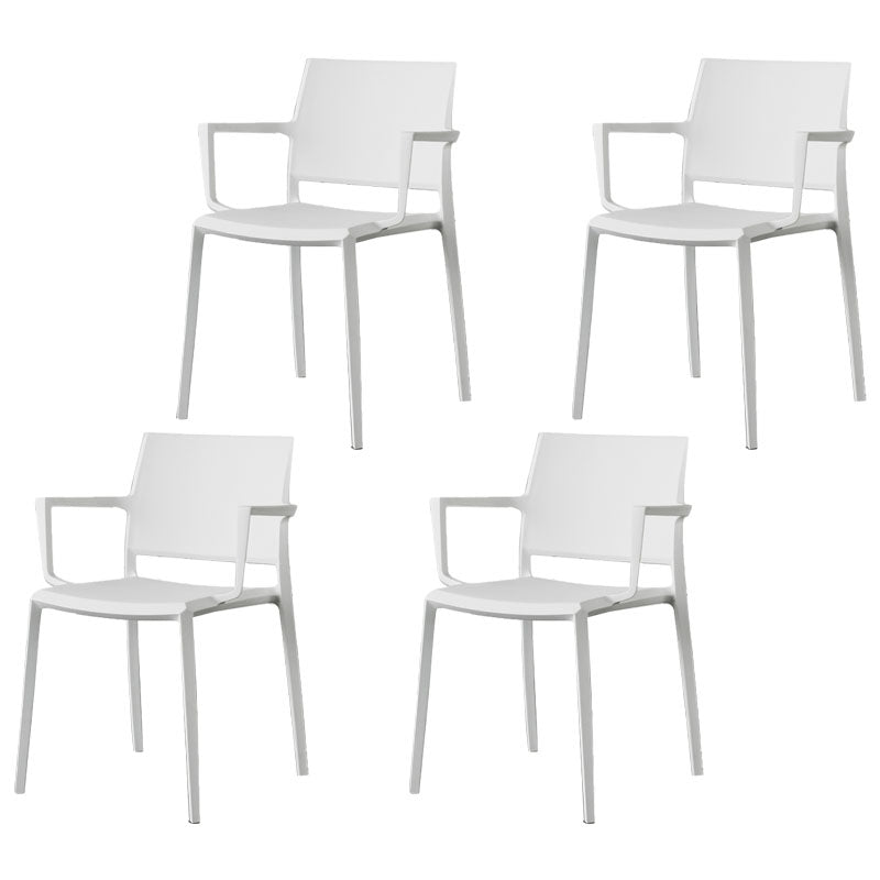 Scandinavian Plastic Dining Arm Side Chairs Solid Back Chair