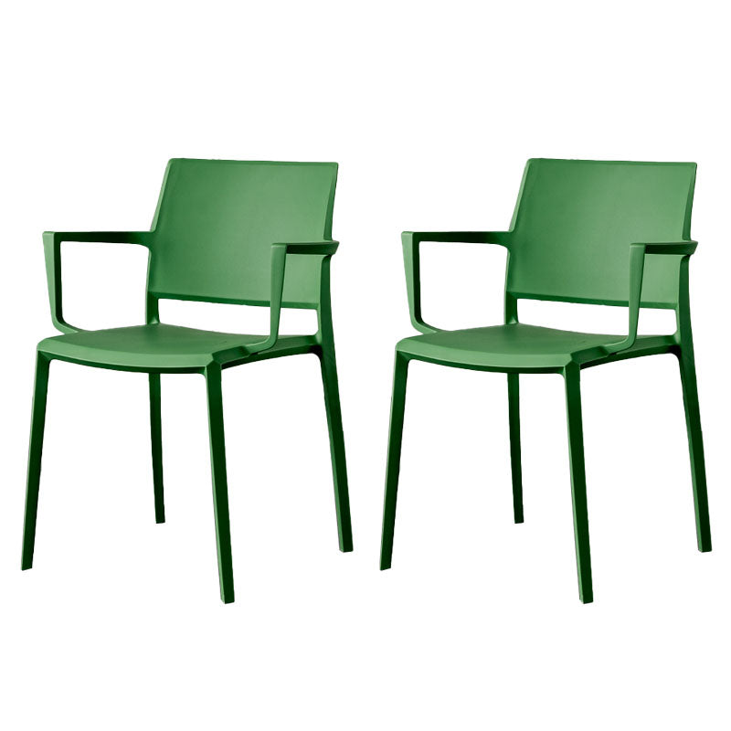 Scandinavian Plastic Dining Arm Side Chairs Solid Back Chair