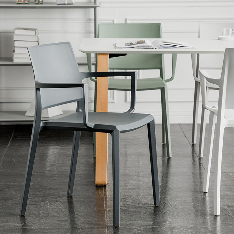 Scandinavian Plastic Dining Arm Side Chairs Solid Back Chair