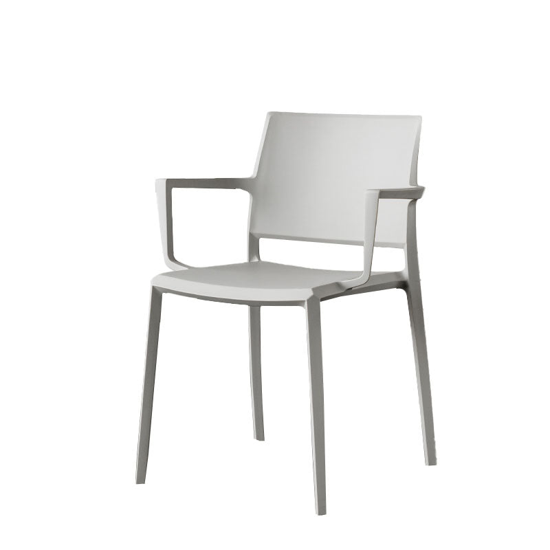 Scandinavian Plastic Dining Arm Side Chairs Solid Back Chair