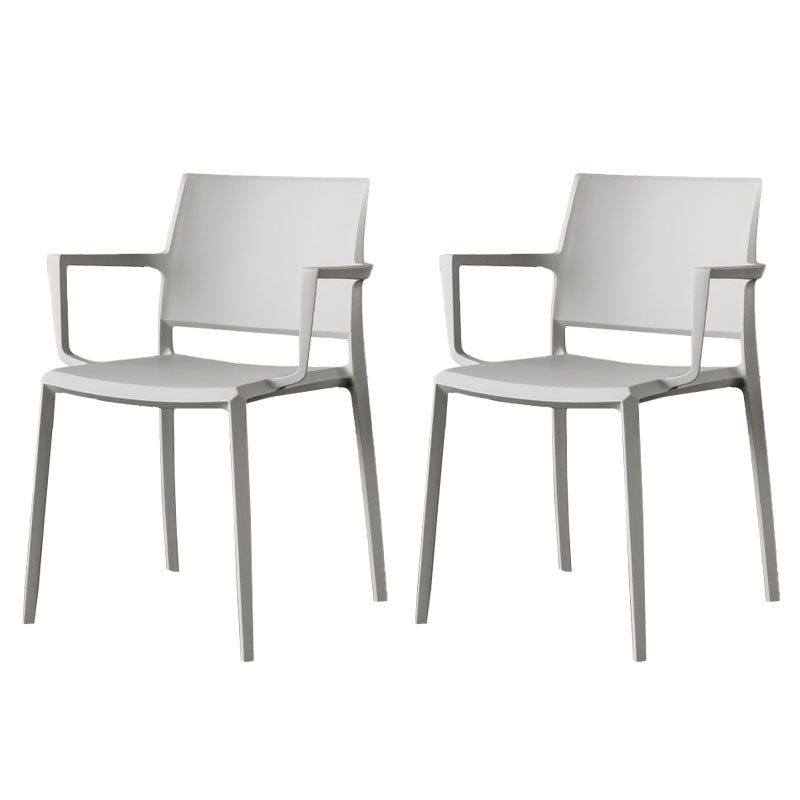 Scandinavian Plastic Dining Arm Side Chairs Solid Back Chair