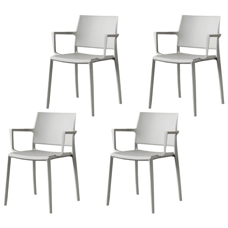 Scandinavian Plastic Dining Arm Side Chairs Solid Back Chair