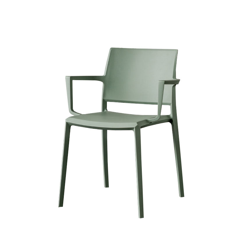 Scandinavian Plastic Dining Arm Side Chairs Solid Back Chair