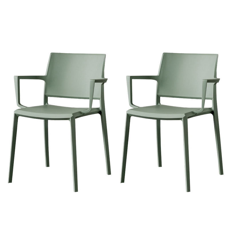 Scandinavian Plastic Dining Arm Side Chairs Solid Back Chair