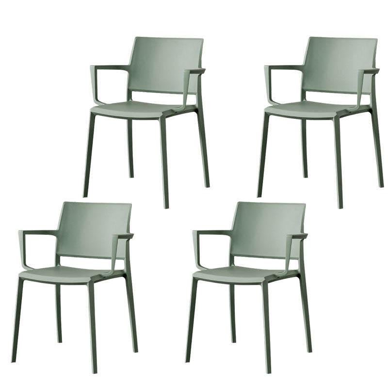 Scandinavian Plastic Dining Arm Side Chairs Solid Back Chair