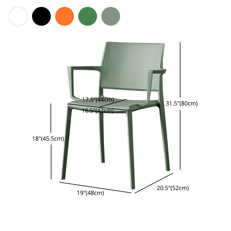 Scandinavian Plastic Dining Arm Side Chairs Solid Back Chair