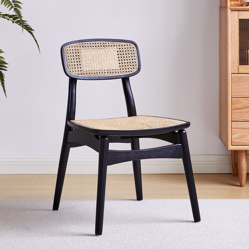 Scandinavian Armless Solid Back Chair Wood Dining Side Chair