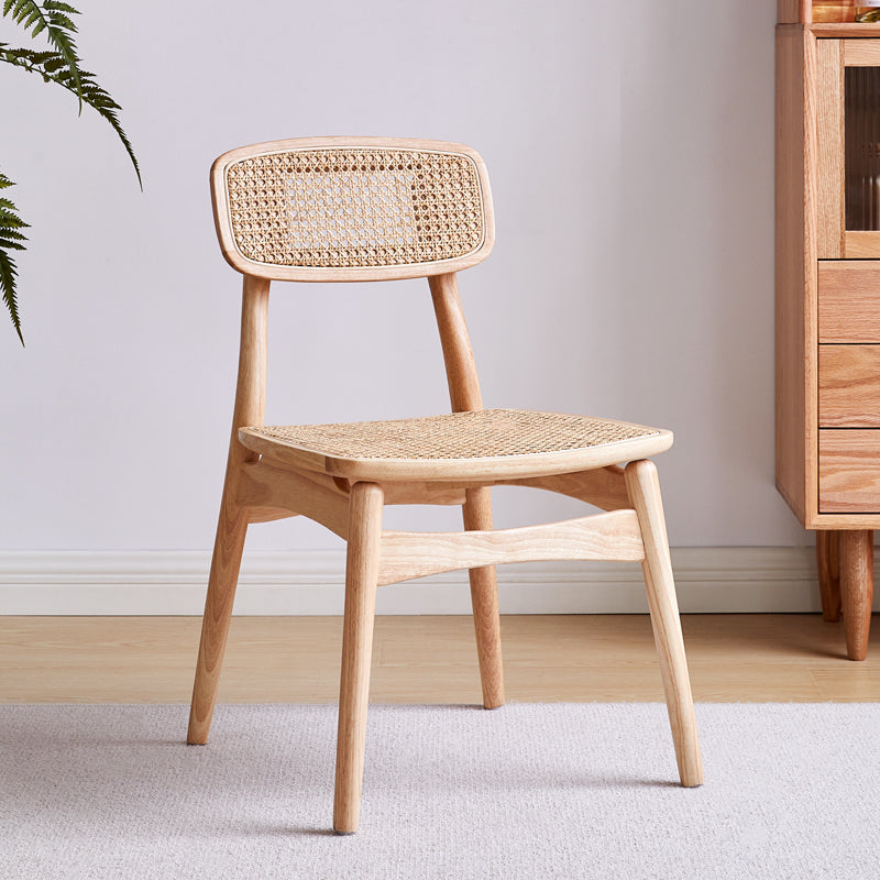 Scandinavian Armless Solid Back Chair Wood Dining Side Chair