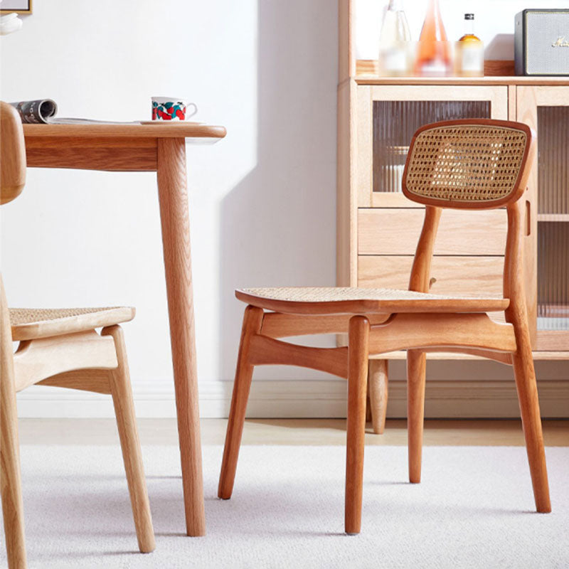 Scandinavian Armless Solid Back Chair Wood Dining Side Chair